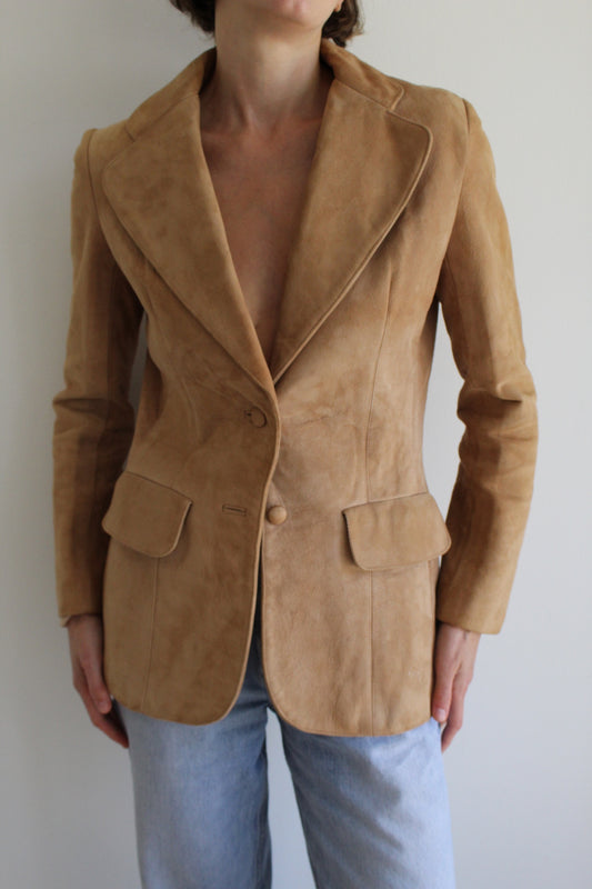 Gorgeous Vintage Camel Suede Blazer Jacket