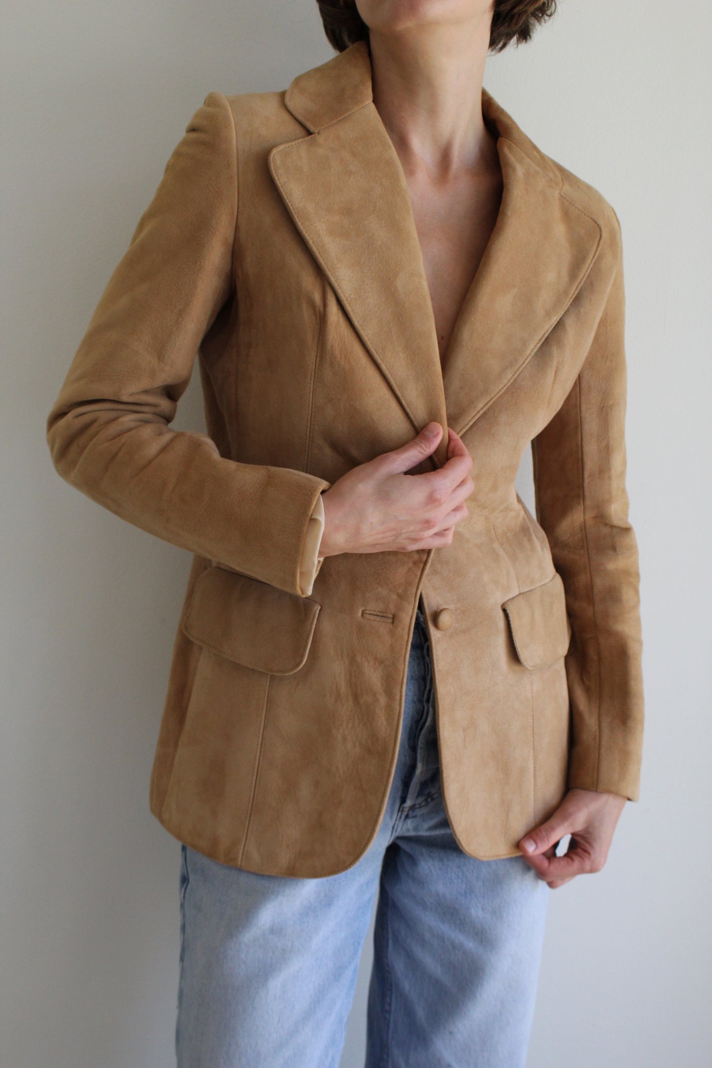 Gorgeous Vintage Camel Suede Blazer Jacket