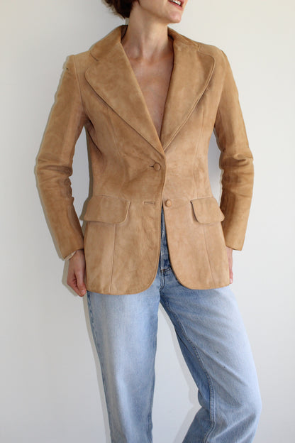 Gorgeous Vintage Camel Suede Blazer Jacket