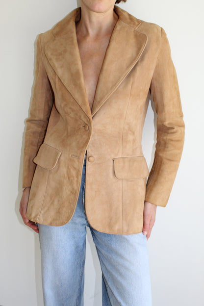 Gorgeous Vintage Camel Suede Blazer Jacket