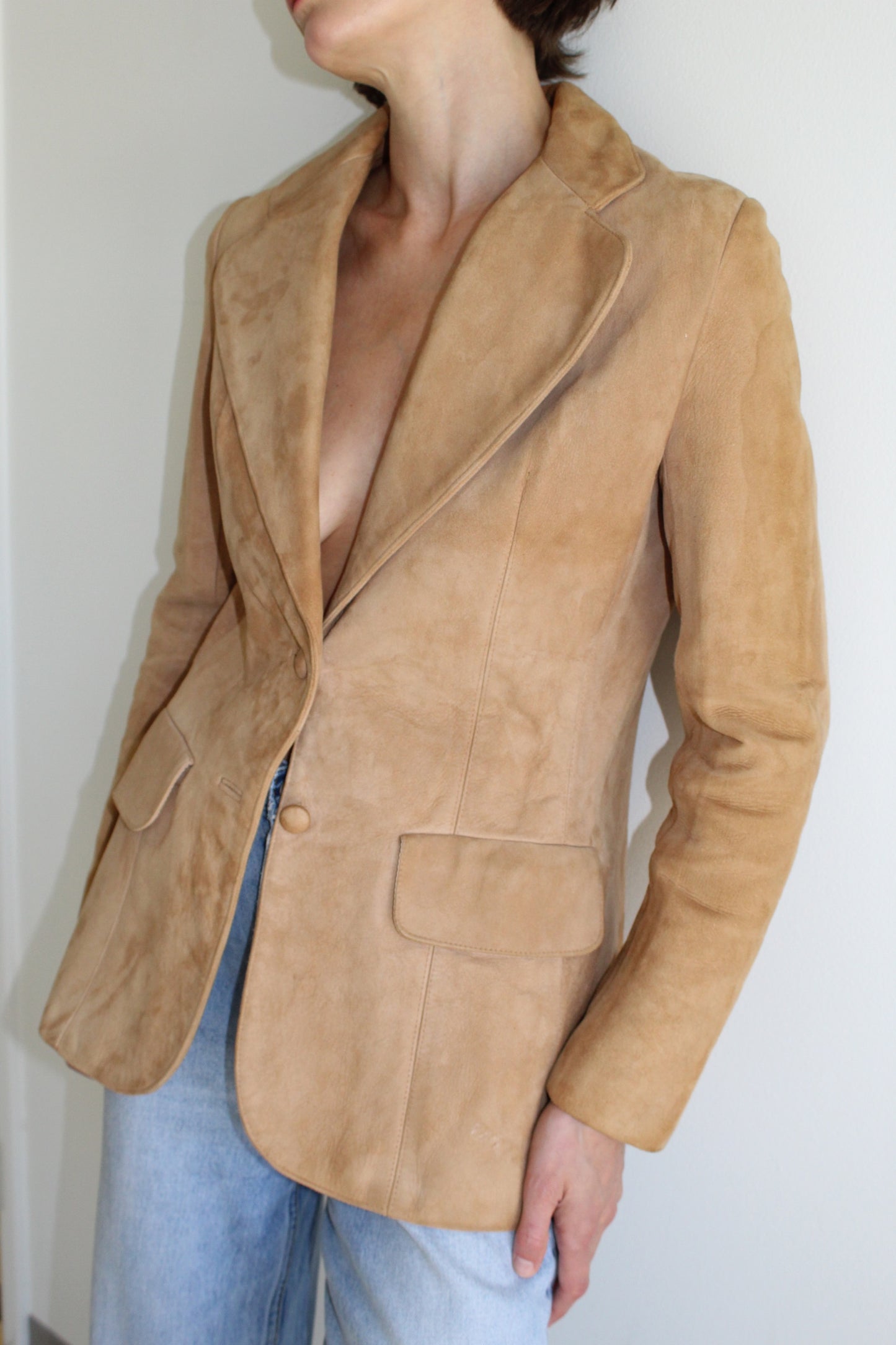 Gorgeous Vintage Camel Suede Blazer Jacket