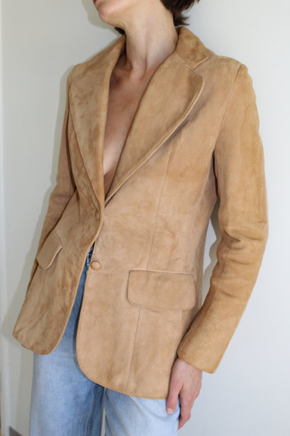 Gorgeous Vintage Camel Suede Blazer Jacket