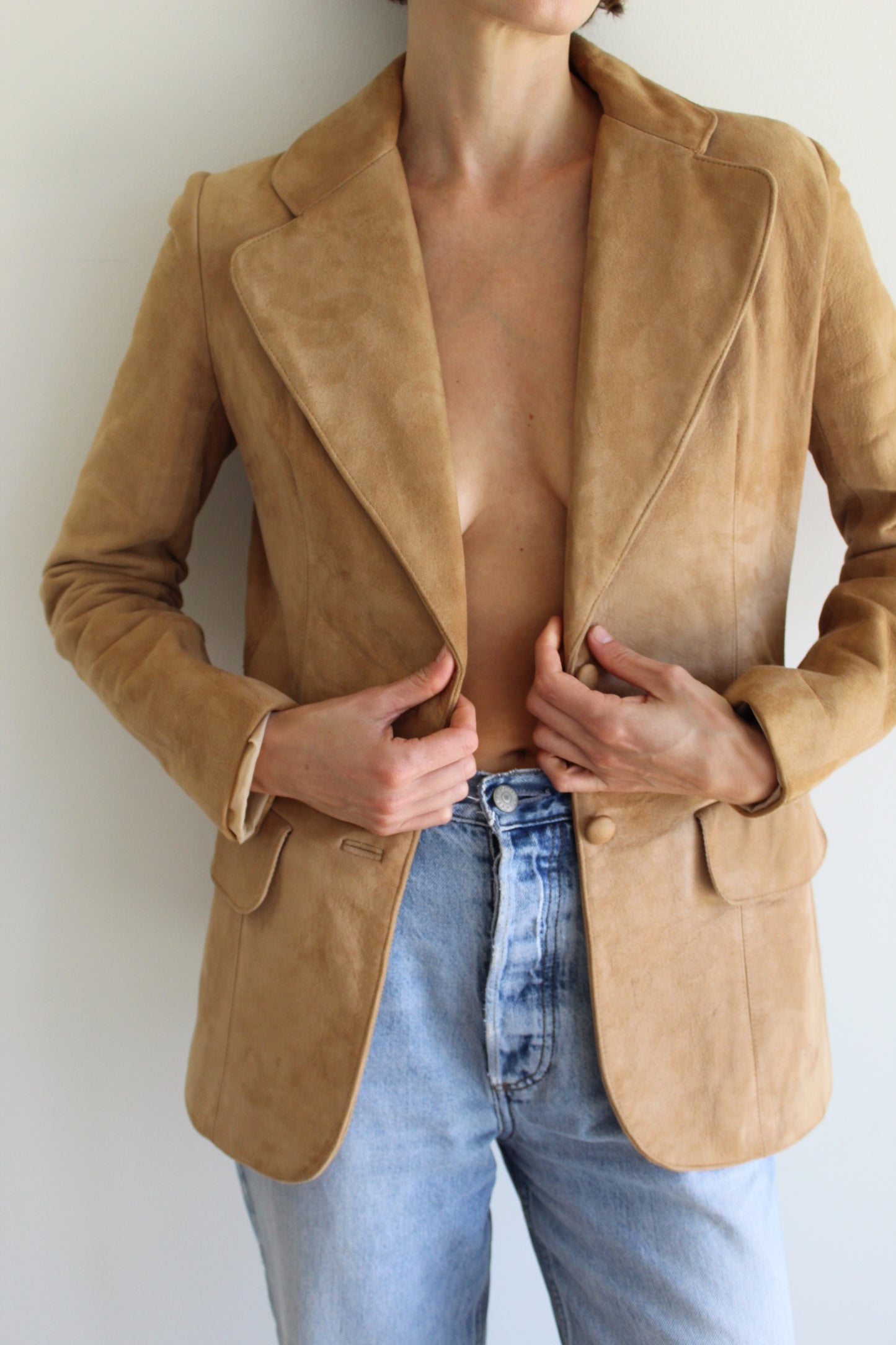 Gorgeous Vintage Camel Suede Blazer Jacket