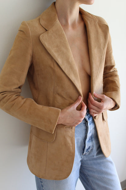 Gorgeous Vintage Camel Suede Blazer Jacket