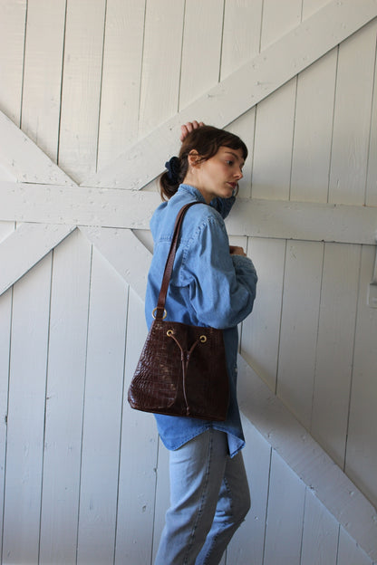 Beautiful Vintage Italian Embossed Leather Bag