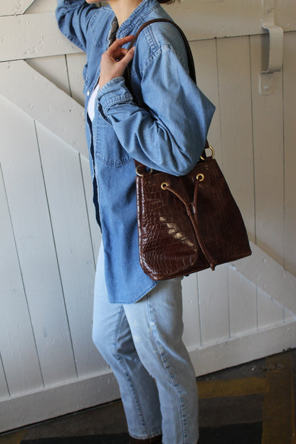 Beautiful Vintage Italian Embossed Leather Bag