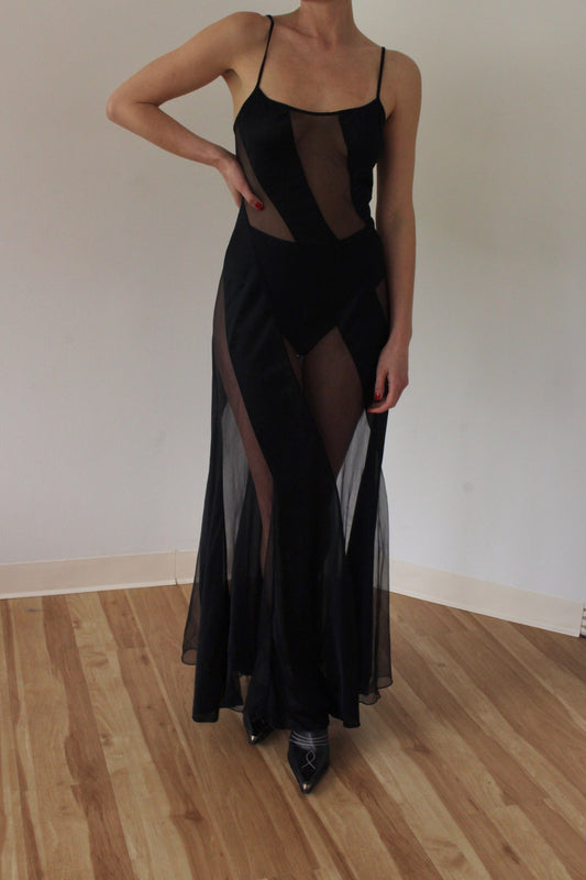 Gorgeous Vintage Sheer Striped Slip Dress