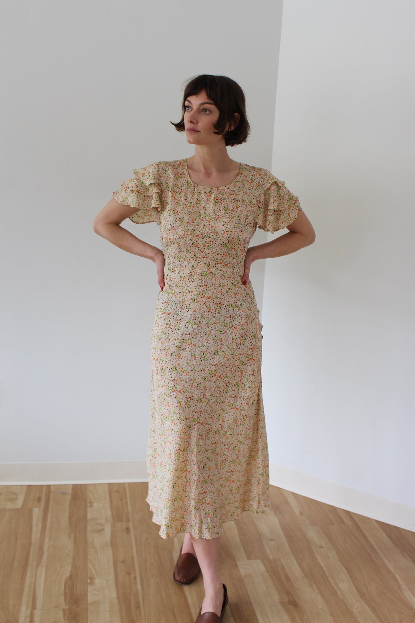 Incredible Vintage Handmade Floral Silk Dress
