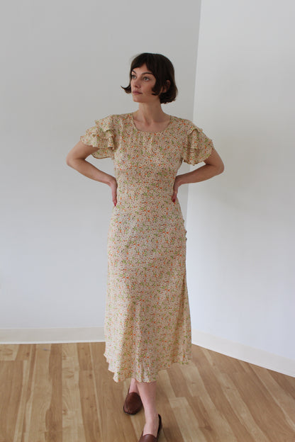 Incredible Vintage Handmade Floral Silk Dress