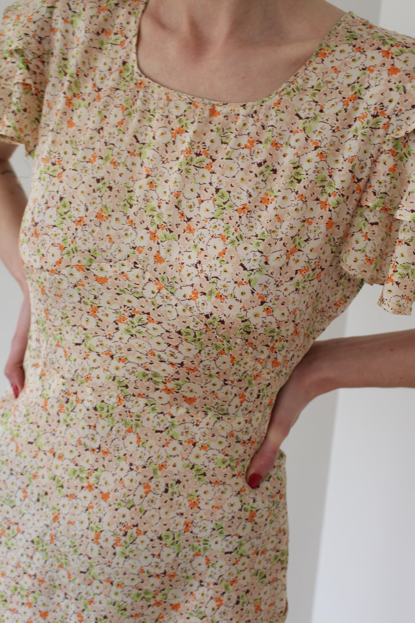 Incredible Vintage Handmade Floral Silk Dress