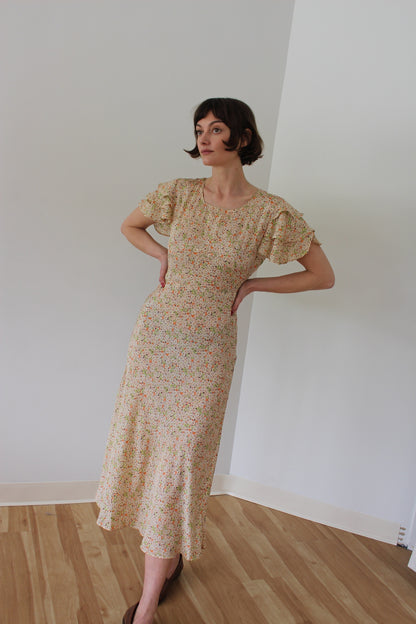 Incredible Vintage Handmade Floral Silk Dress