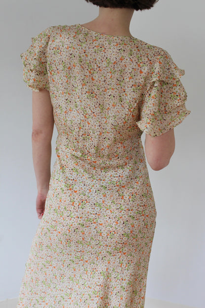 Incredible Vintage Handmade Floral Silk Dress