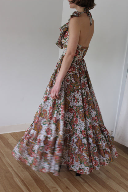Stunning Vintage Bowit Teller Ruffled Halter Gown