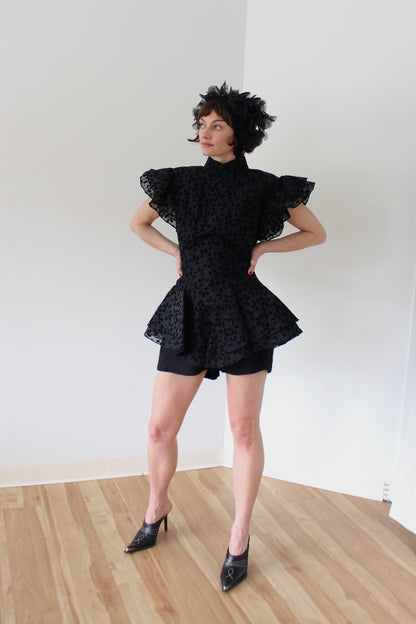 Vintage Lillie Rubin Ruffled Peplum Blouse