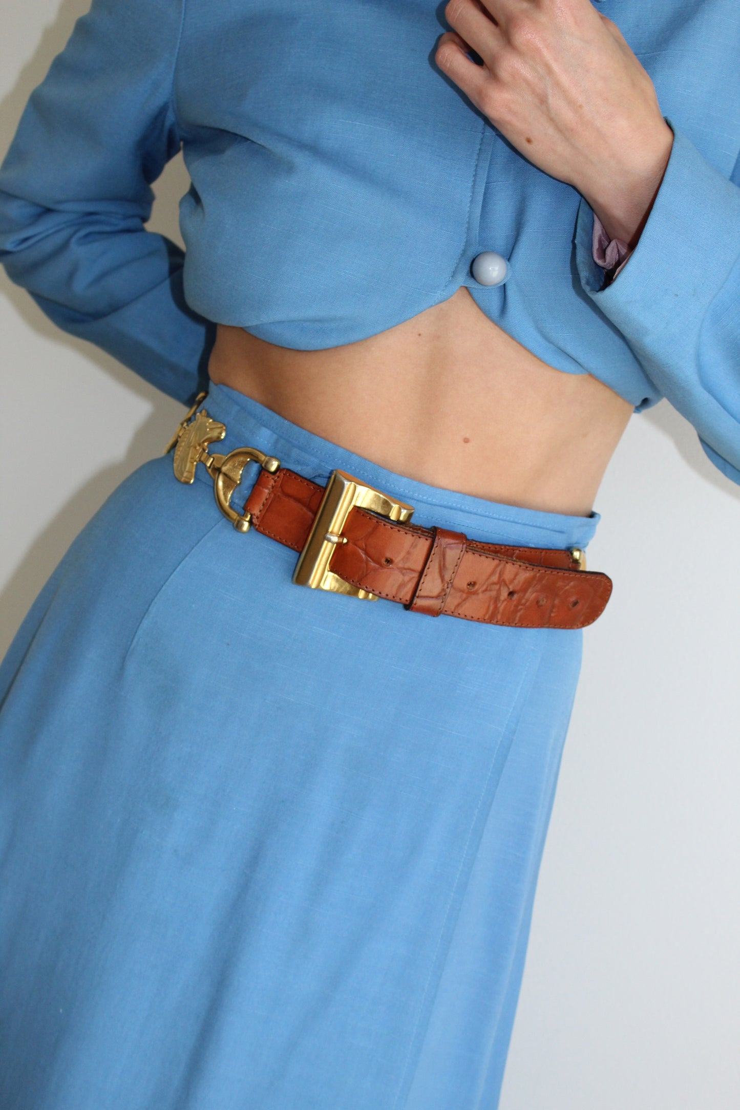 Incredible Vintage Horsebit & Horse Accented Leather Belt
