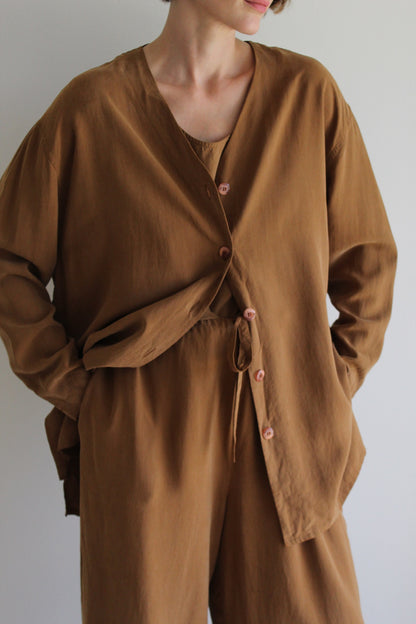 Vintage Faded Sienna Silk 3-Piece Pant Set