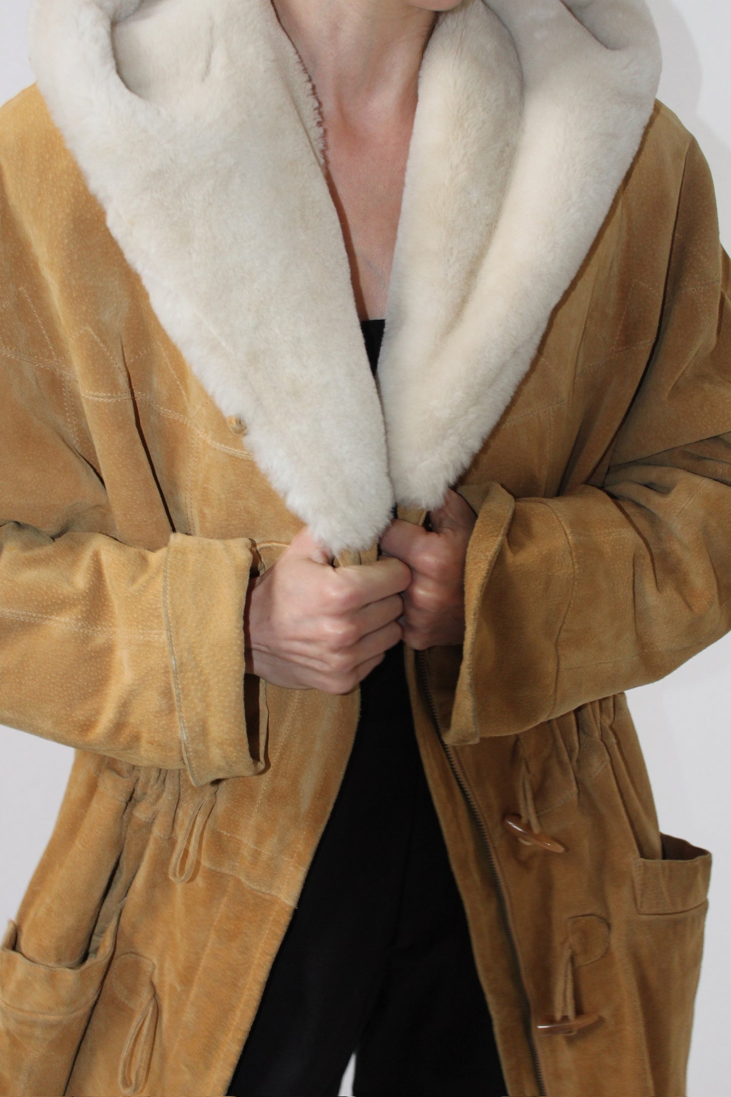 Incredible Vintage Suede & Faux Fur Coat