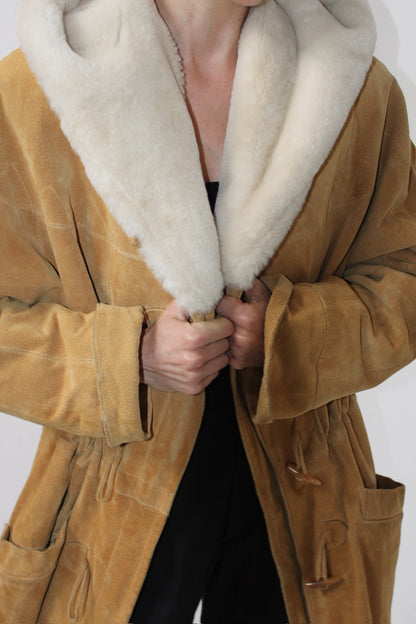 Incredible Vintage Suede & Faux Fur Coat