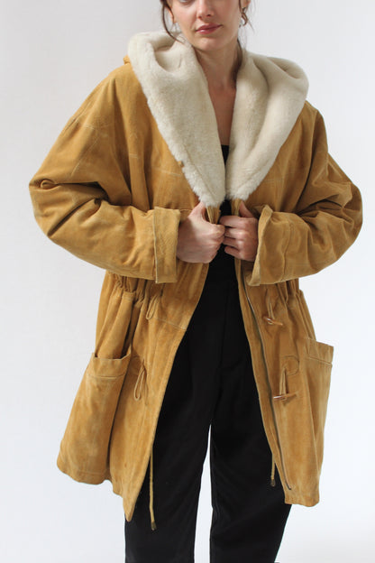 Incredible Vintage Suede & Faux Fur Coat