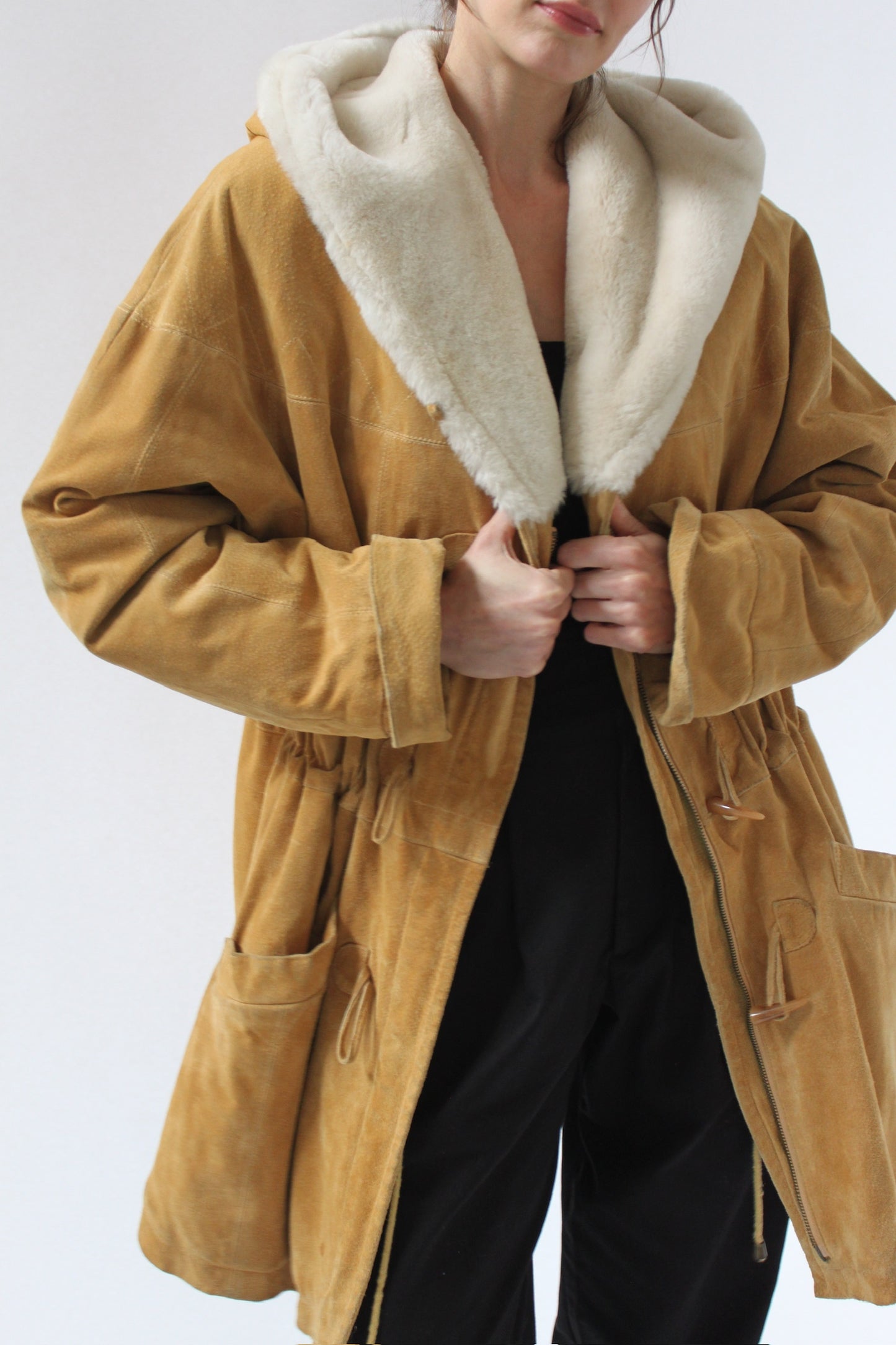 Incredible Vintage Suede & Faux Fur Coat