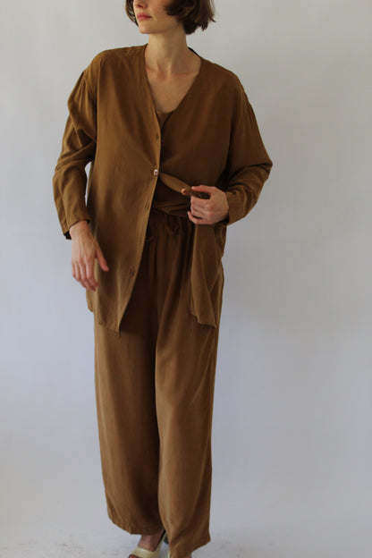 Vintage Faded Sienna Silk 3-Piece Pant Set