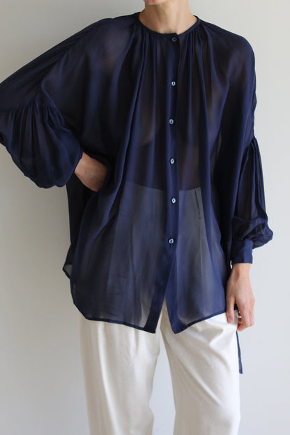 Vintage Midnight Sheer Silk Batwing Blouse