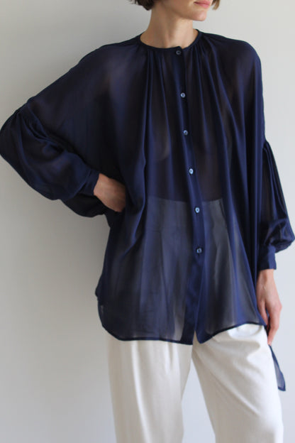 Vintage Midnight Sheer Silk Batwing Blouse