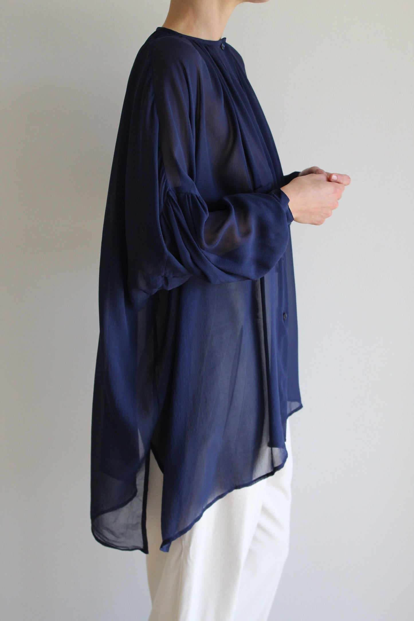 Vintage Midnight Sheer Silk Batwing Blouse