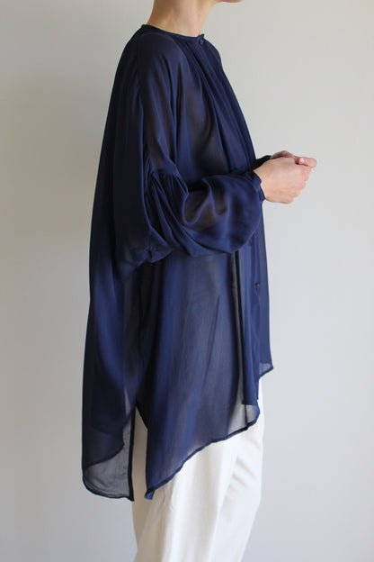 Vintage Midnight Sheer Silk Batwing Blouse