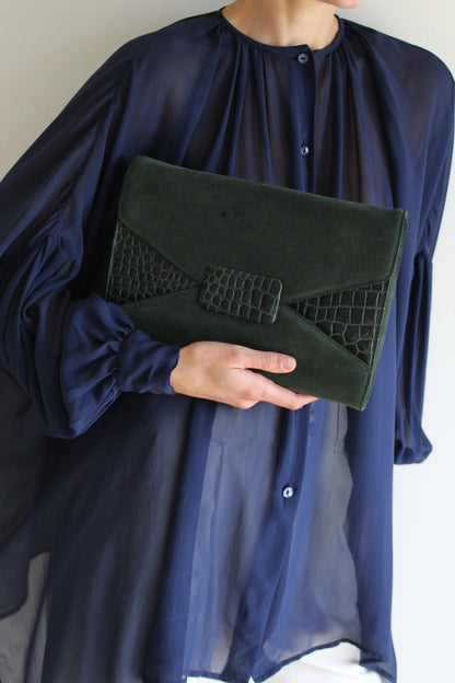 Lovely Vintage Pine Suede Saks Fifth Avenue Clutch