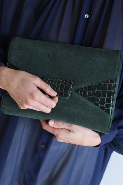 Lovely Vintage Pine Suede Saks Fifth Avenue Clutch