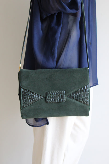 Lovely Vintage Pine Suede Saks Fifth Avenue Clutch