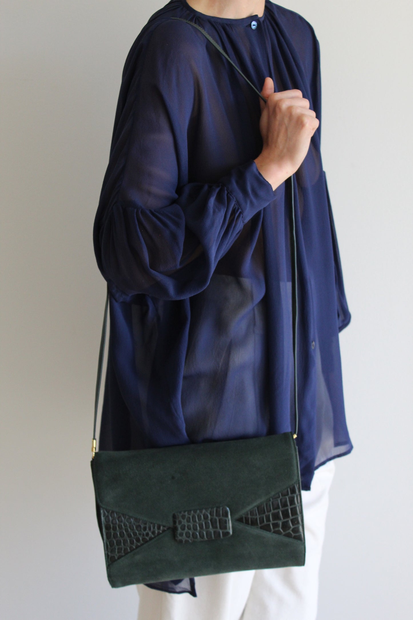 Lovely Vintage Pine Suede Saks Fifth Avenue Clutch