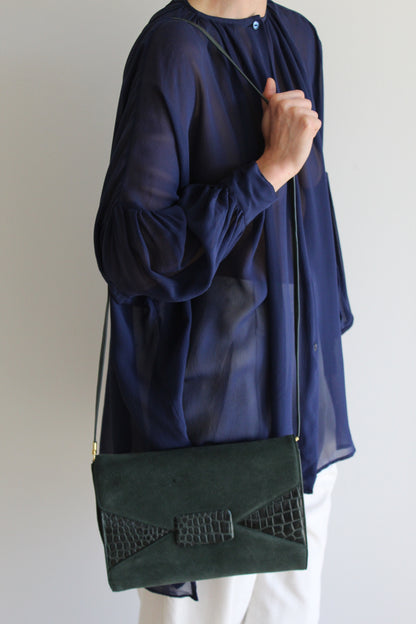Lovely Vintage Pine Suede Saks Fifth Avenue Clutch