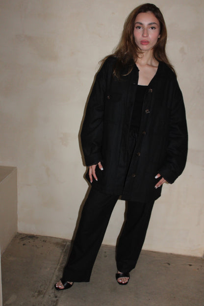 Maddox Woven Silk Chore Coat