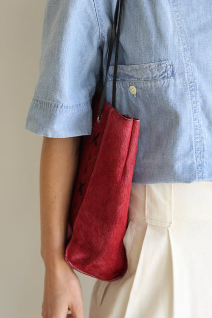 Vintage Cherry Red Calf Hair Tote