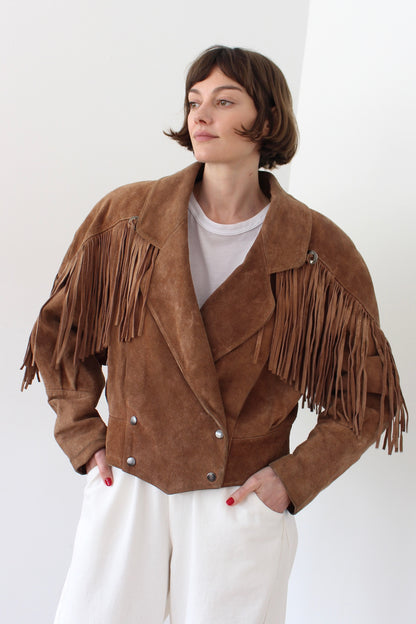Incredible Vintage Suede Fringe Jacket