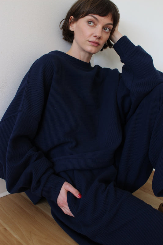 Margot Rippled Cotton Cropped Sweatshirt