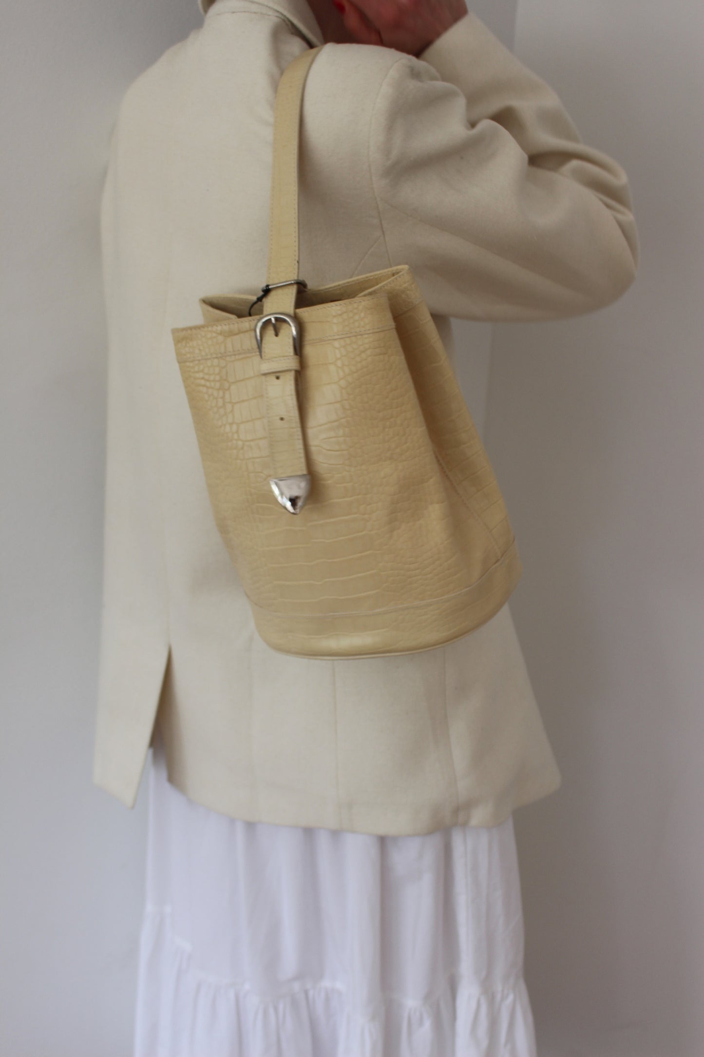 Vintage Sand Embossed Leather Sling Bag