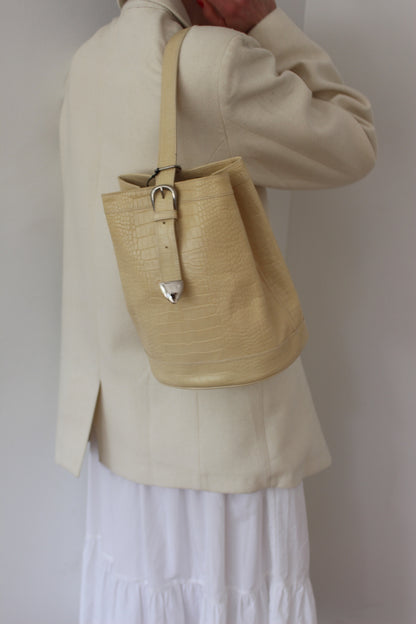 Vintage Sand Embossed Leather Sling Bag
