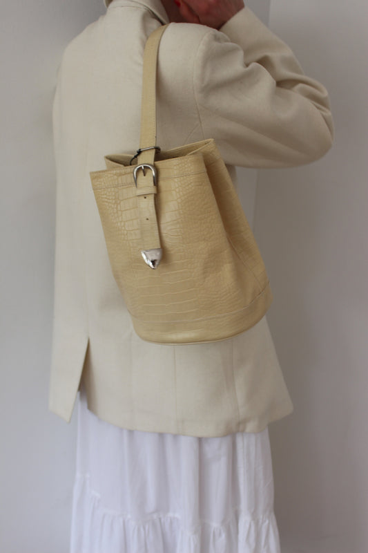 Vintage Sand Embossed Leather Sling Bag