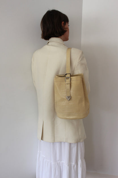 Vintage Sand Embossed Leather Sling Bag