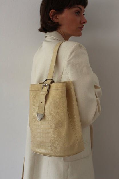 Vintage Sand Embossed Leather Sling Bag