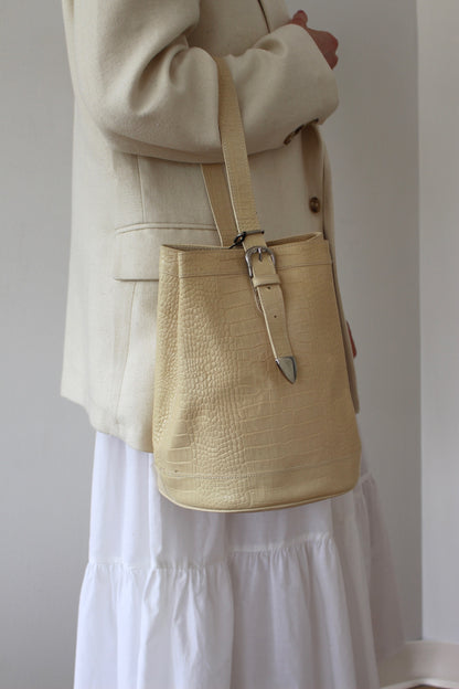 Vintage Sand Embossed Leather Sling Bag