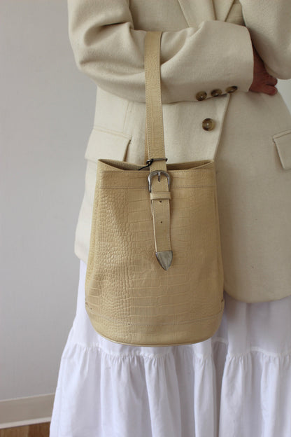 Vintage Sand Embossed Leather Sling Bag