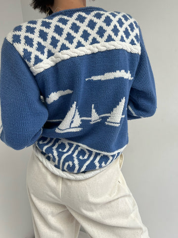 Vintage Hand Knit Marina Scenic Sweater