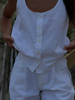 Na Nin Ryan Linen Cotton Top / Available in White