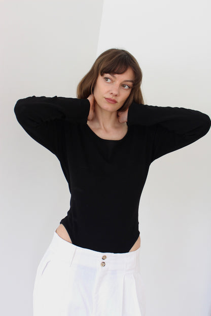 Favorite Ink Black Ribbed Body Suit