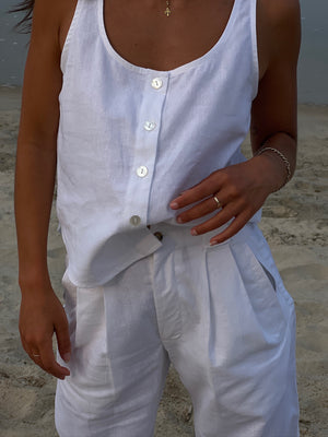Na Nin Ryan Linen Cotton Top / Available in White