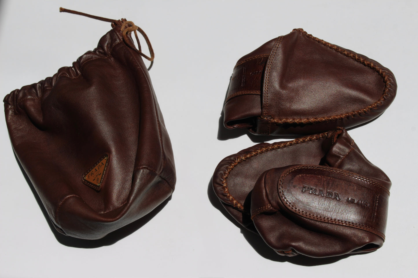 Vintage Prada Leather Travel Slipper Set